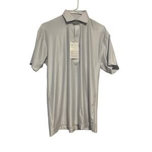 Collars and Co Featherweight Polo in White Grey Zigzag Size Small